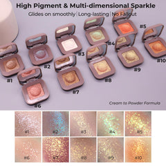 Enfuntins fingertip application demonstrating intense metallic payoff and blendability