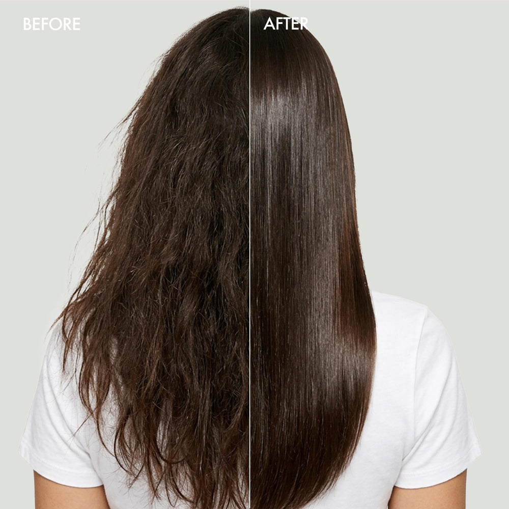 Enjoy applying oil to hair ends demonstrating frizz reduction and shine