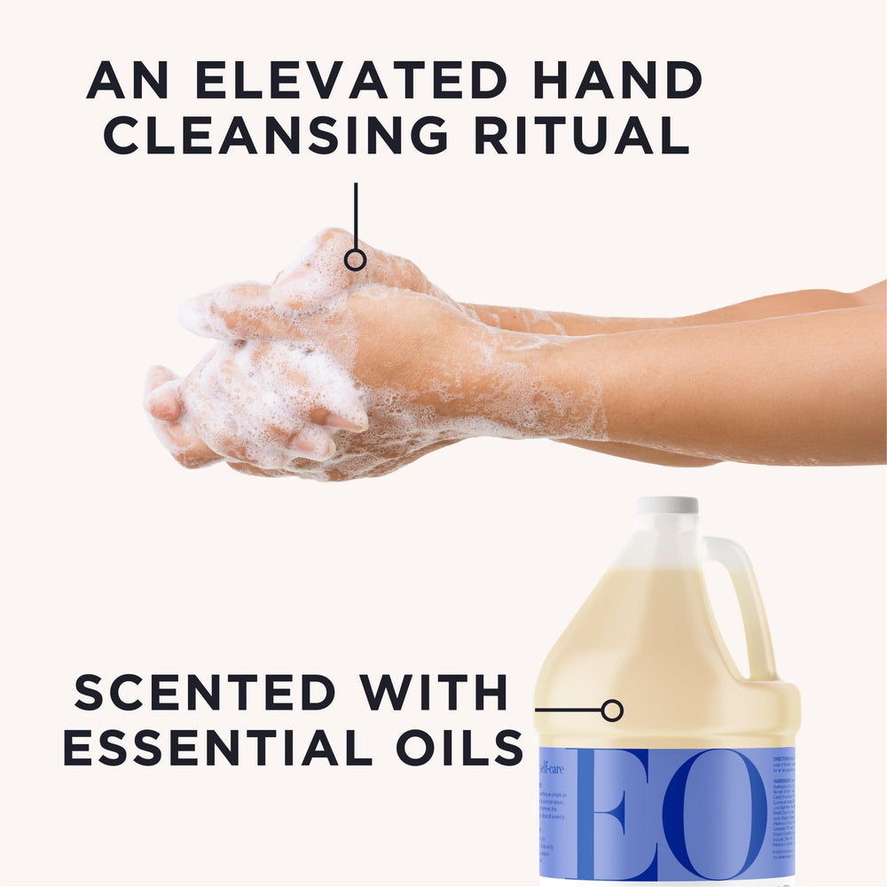 EO label detail highlighting ingredients and botanical-care benefit
