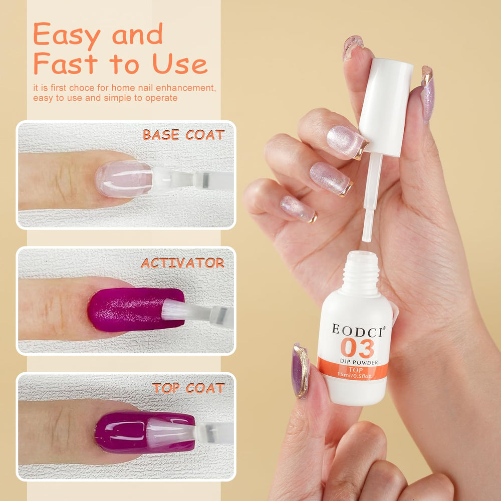 eodci activator droplet on nail demonstrating fast-dry benefit