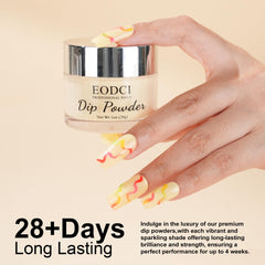 finished nails in French style using eodci light yellow powder highlighting a natural durable finish