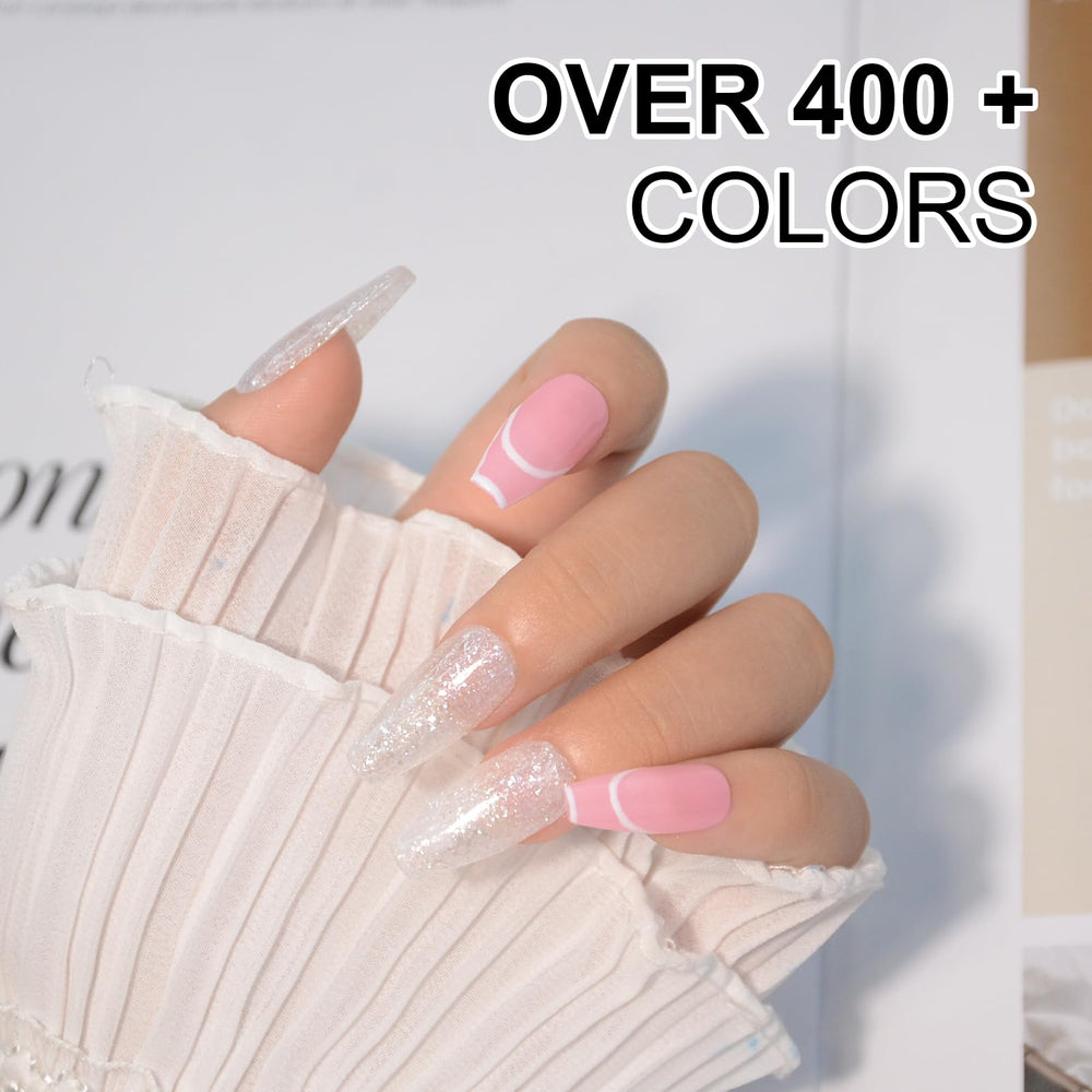 eodci finished French manicure with glitter white tips for long-lasting polished look
