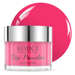 eodci front jar showing hot pink dip powder and clear labeling for quick identification