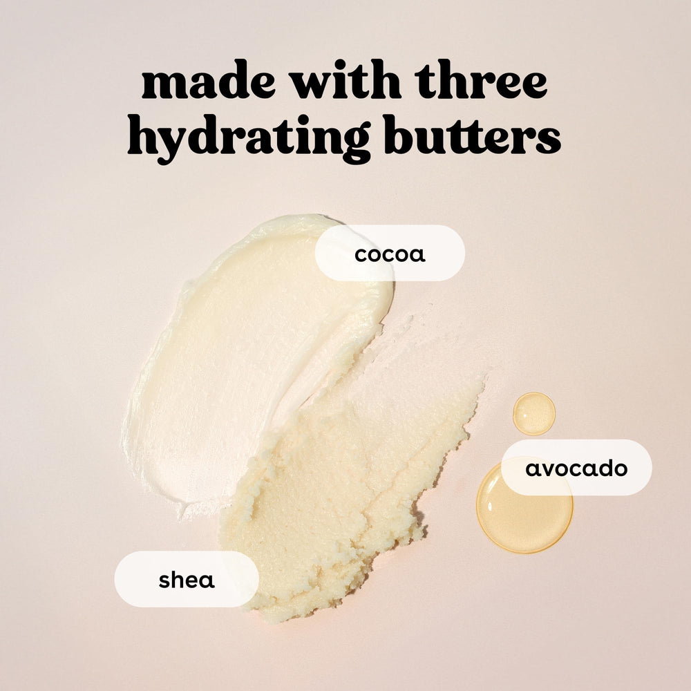 eos balm texture close-up highlighting creamy shea butter blend for smooth, hydrated lips