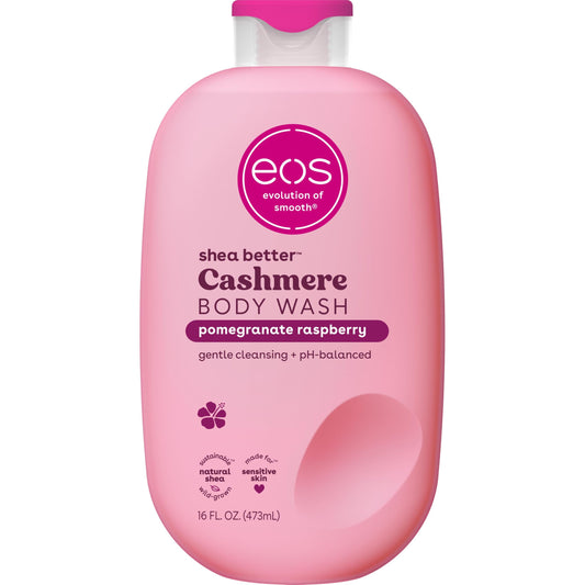 eos front bottle showing label and fruity scent for moisturizing showers
