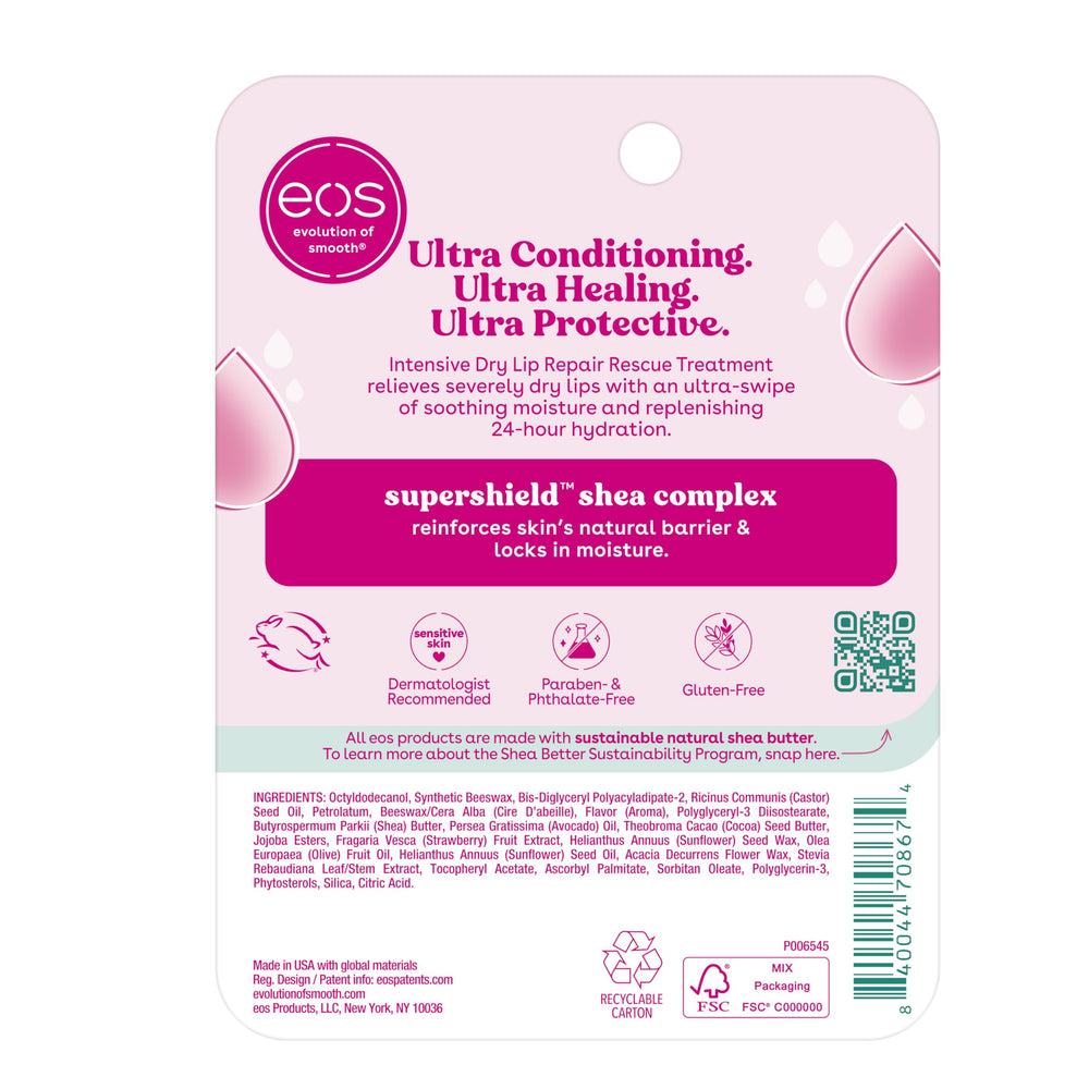 eos The Hero shea butter pour close-up showing deep moisturization benefit
