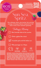 eos balms on a sandy beach towel evoking coastal scent and mood
