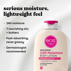 eos creamy lotion texture closeup displaying smooth, fast-absorbing formula