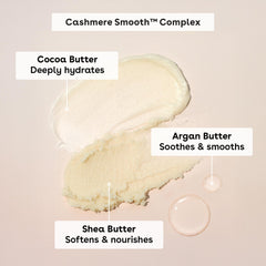 eos vanilla cashmere application on leg demonstrating soothing post-shave moisture and smooth finish