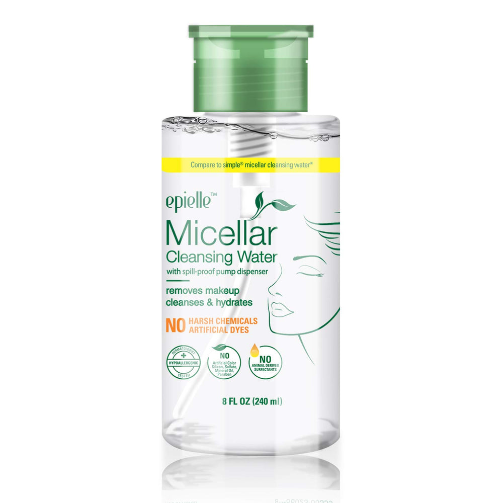 Epielle bottle front view showing label and size, easy identification benefit