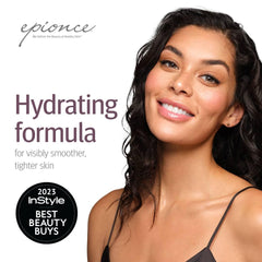Epionce bottle on bathroom shelf in lifestyle scene suggesting daily use convenience