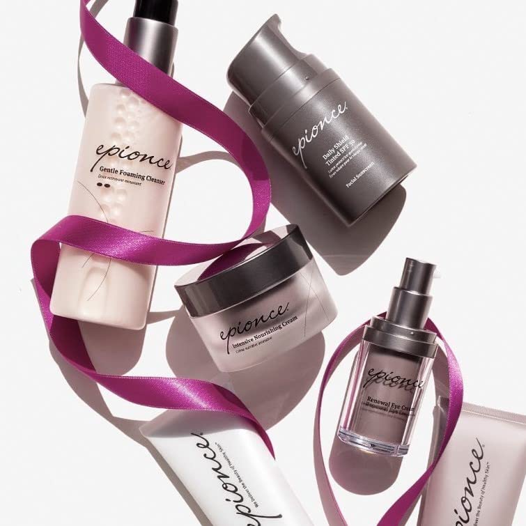 Epionce cleanser boxed packaging flatlay for gifting and storage