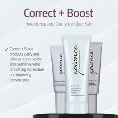 Close-up of Epionce label highlighting key moisturizing ingredients and benefits