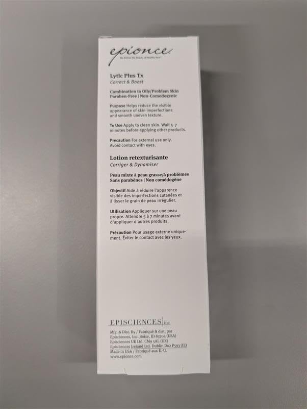 Epionce Lytic Tx on a bathroom counter in a lifestyle scene for daily use appeal
