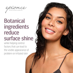 Willow bark and cucumber ingredients near Epionce bottle illustrating calming benefits
