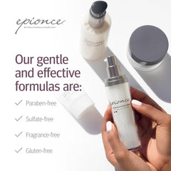 Hand holding Epionce Renewal Lite to show size and practical scale for daily use