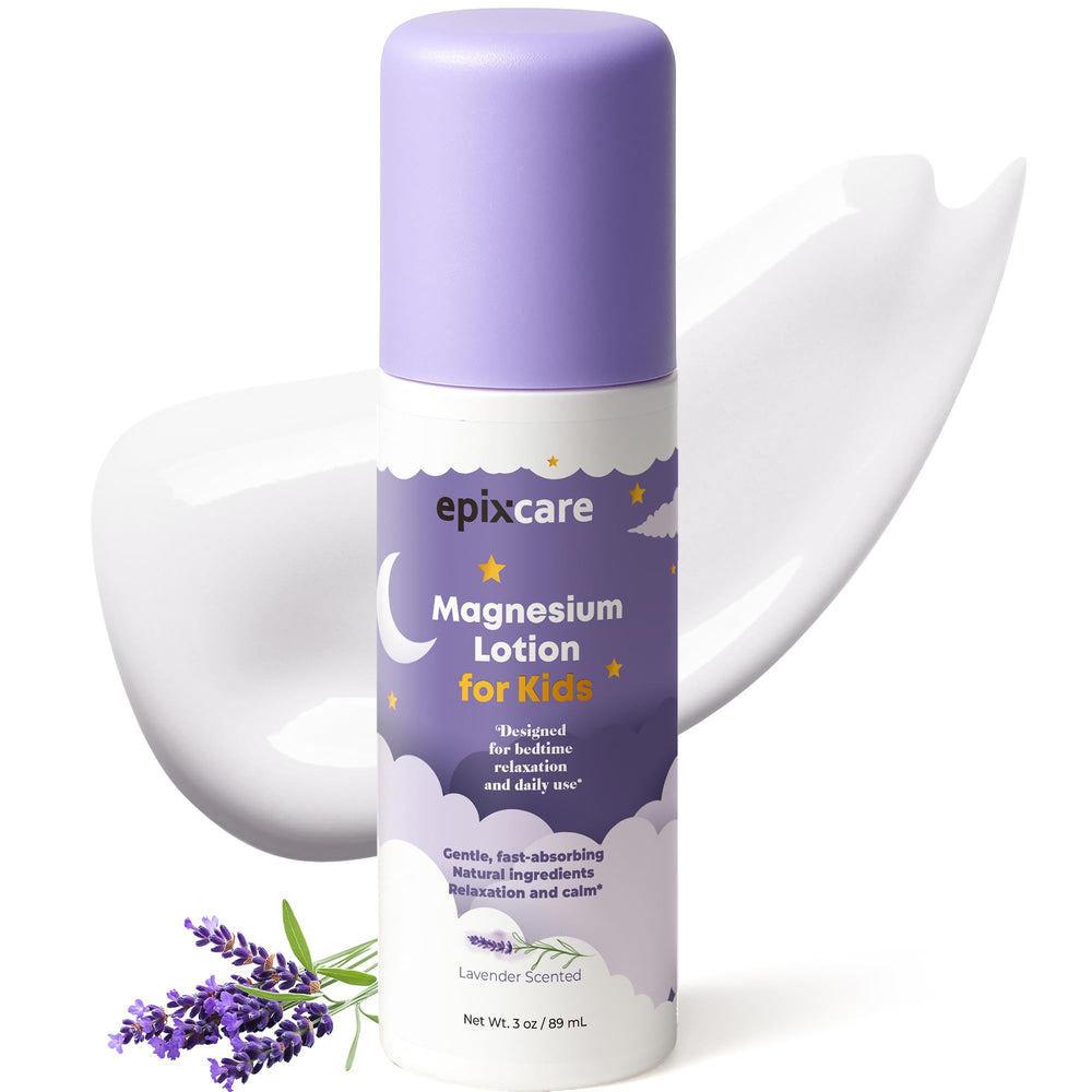 EpixCare front packaging showing calming kids magnesium lotion benefits