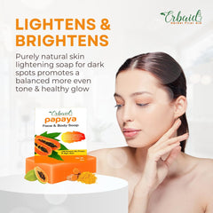 Erbaid papaya soap held in hand showing bar size and portability benefit