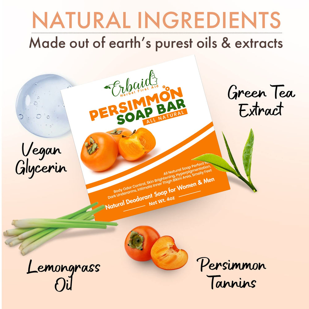 Erbaid persimmon soap being lathered in shower demonstrating effective odor control