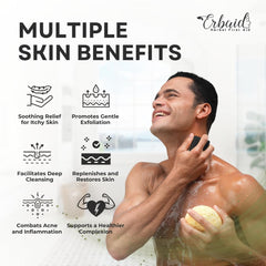 Erbaid soap lathered in hand demonstrating rich foam and deep-cleansing benefit