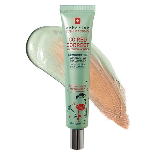Erborian product front packaging showing CC Red Correct benefits
