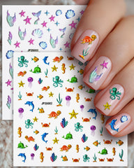 ERSHIXUN front packaging showing colorful mermaid and ocean sticker set benefit easy selection