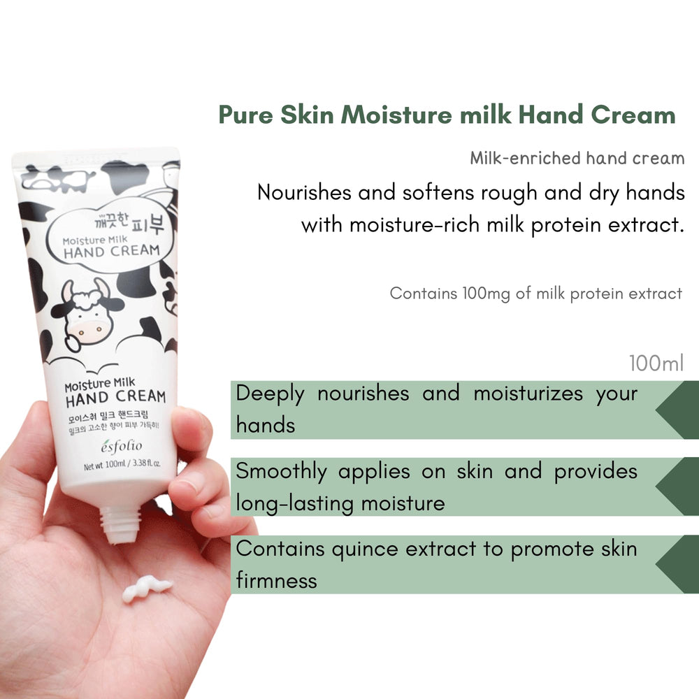 esfolio label closeup highlighting ingredients and milk protein benefit for nourished skin