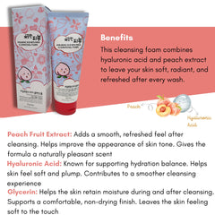 esfolio ingredient label detail showcasing hyaluronic acid and peach extract benefits