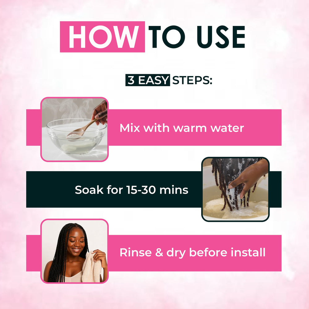 Esha rinsing braids in salon reducing buildup and odor
