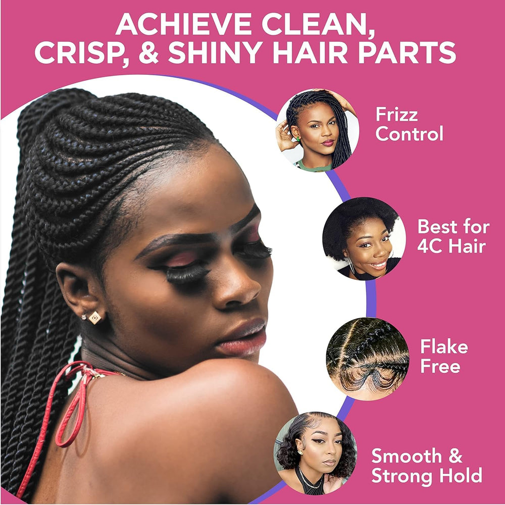 Esha used during braiding showing secure hold and frizz control benefits