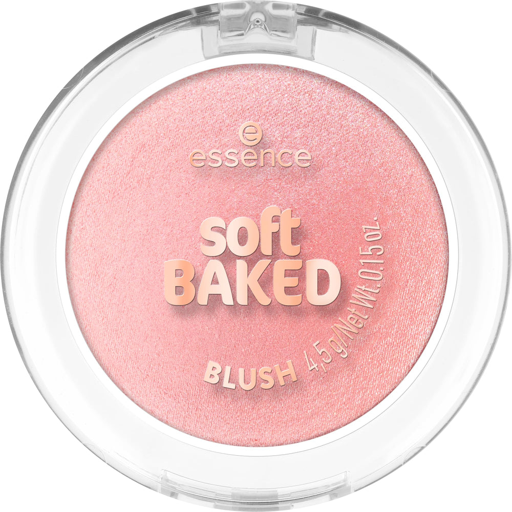essence Soft Baked Blush compact front view shows sleek packaging and shade