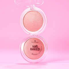 essence Soft Baked Blush swatch on skin showing natural radiant color