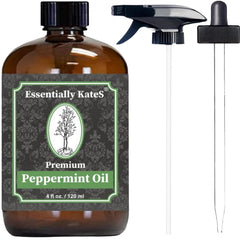 Essentially KateS bottle front showing 4 oz peppermint oil and clear label for easy identification