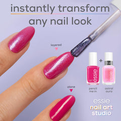 essie swatch on fingers showing layered shimmer and wearable iridescence