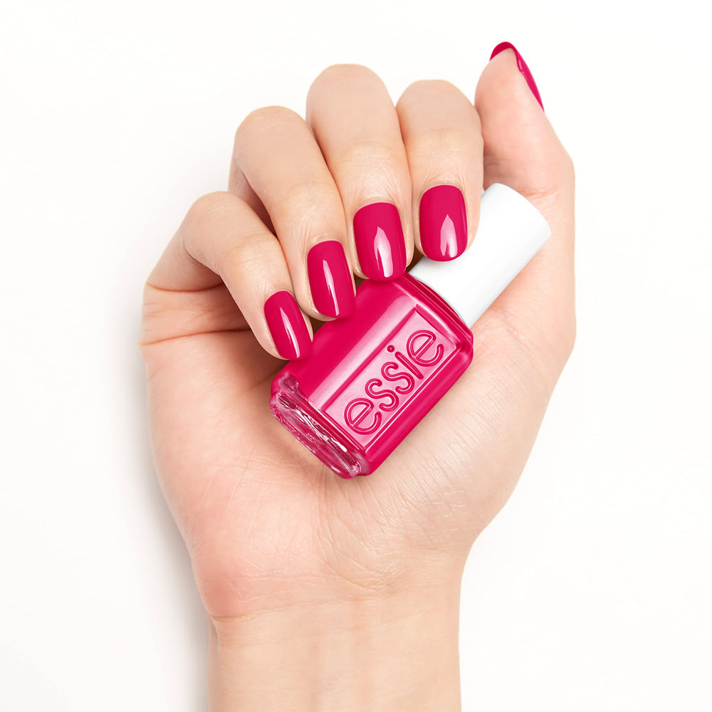 essie label close-up showing 8-free vegan claim and brand quality