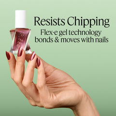 essie bottle next to a coin showing 0.46 fl oz size and travel-friendly benefit