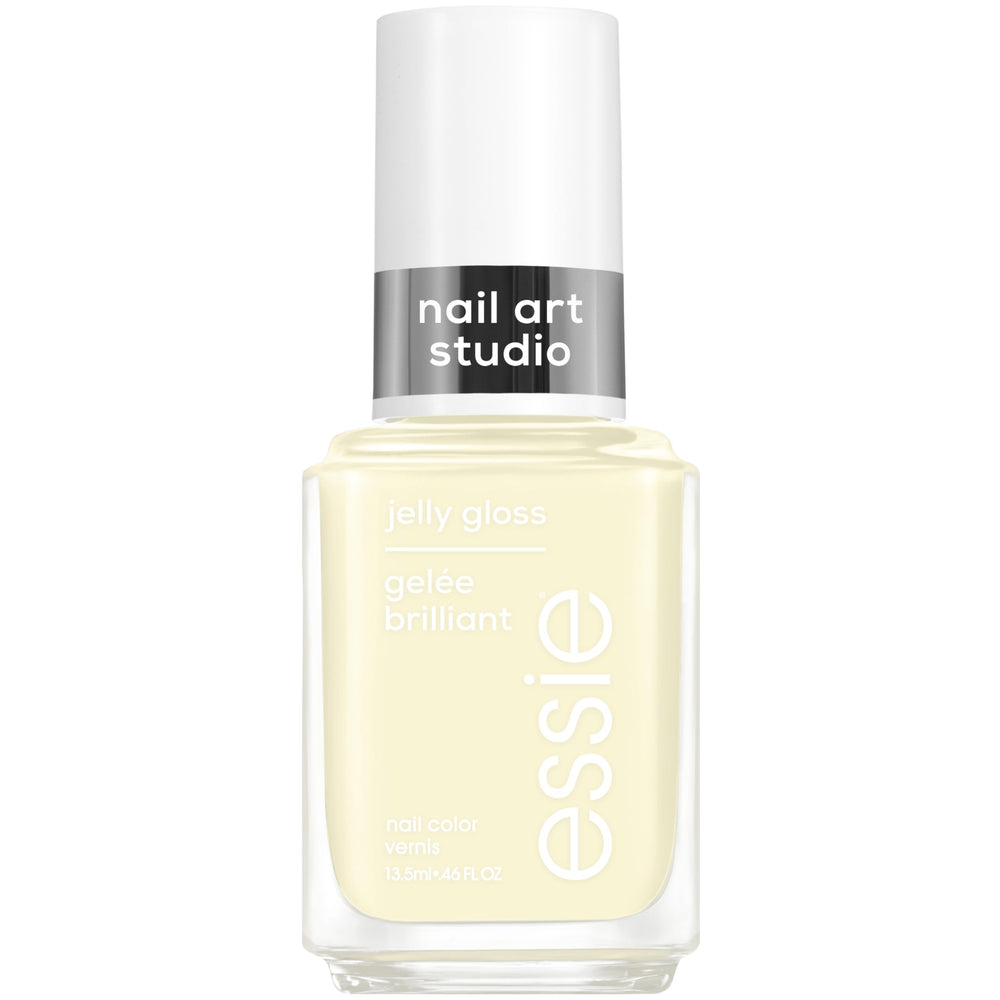 essie bottle front view showing buttercup jelly and glossy finish benefit