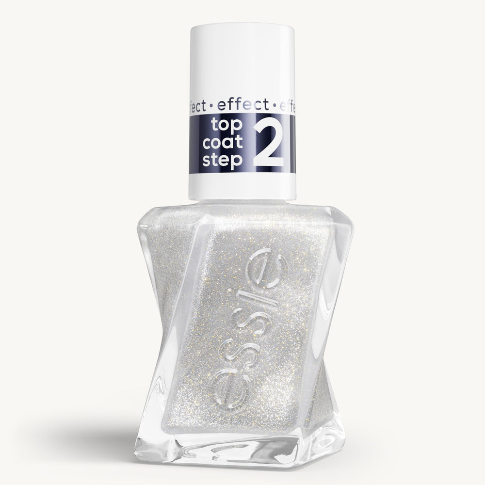 essie Diamond Dust top coat front bottle showing glossy finish benefit