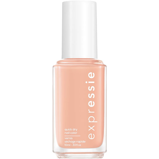 essie bottle front view showing pastel peach shade and fast-dry benefit