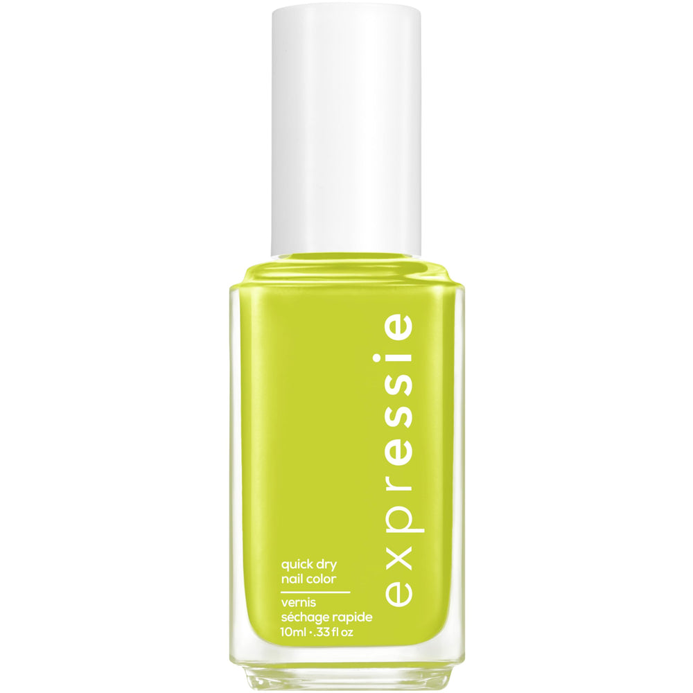 essie front bottle showing lime green polish and compact size for quick touch-ups