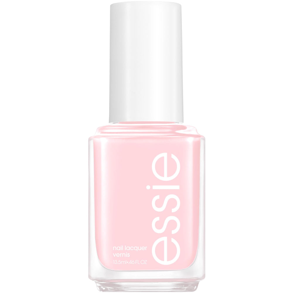 essie Fiji bottle front view showing glossy pastel pink and clear brand label for confident color choice
