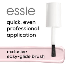 essie bottle label close-up highlighting vegan and salon-quality benefits
