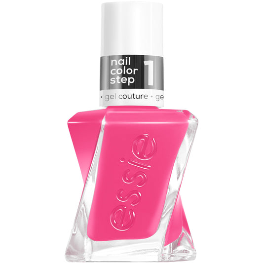 essie gel couture front packaging showing pink shade and glossy finish benefit