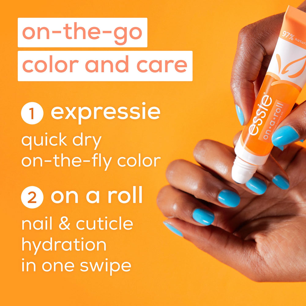 essie hand applying roll-on to cuticles showing instant conditioning benefit