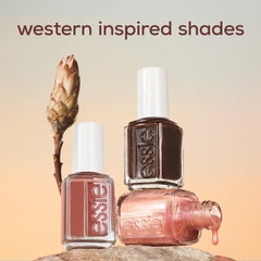 essie on model nails with Liquid Sunrise showing wearable neutral sparkle benefit