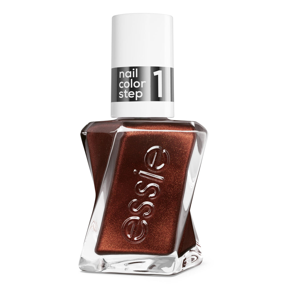 essie bottle front view showing Marquise Please bronze pearl color and premium finish