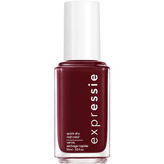 essie bottle front view showing blackened burgundy color and quick-dry benefit