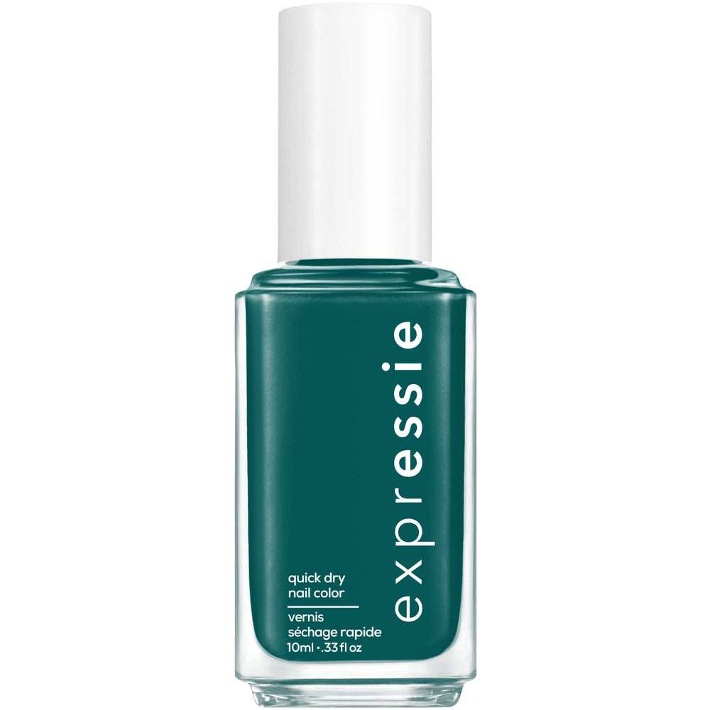 essie bottle front view showing kelly green color and quick-dry benefit