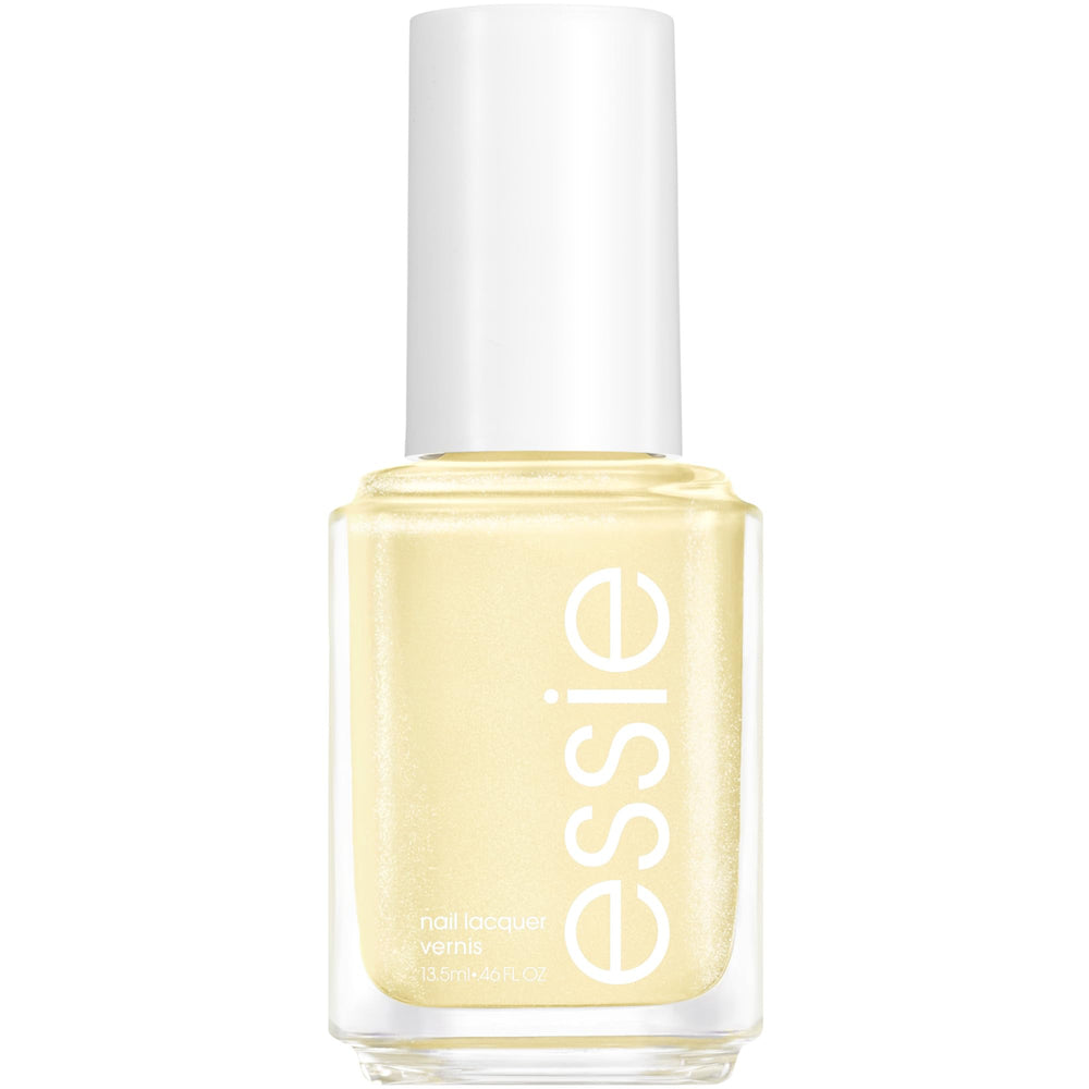 essie bottle front packaging showing lemon yellow shade and glossy benefit