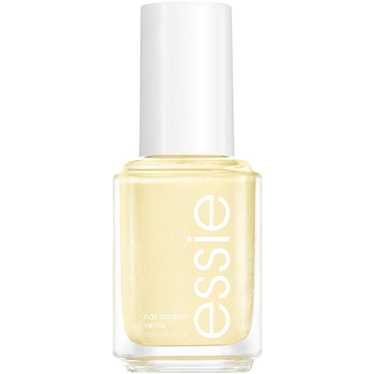essie bottle front packaging showing lemon yellow shade and glossy benefit